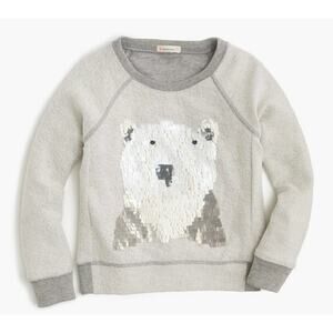 Crewcuts, Sequin Polar Bear Sweatshirt, Gray, Cotton, Sparkle Graphic